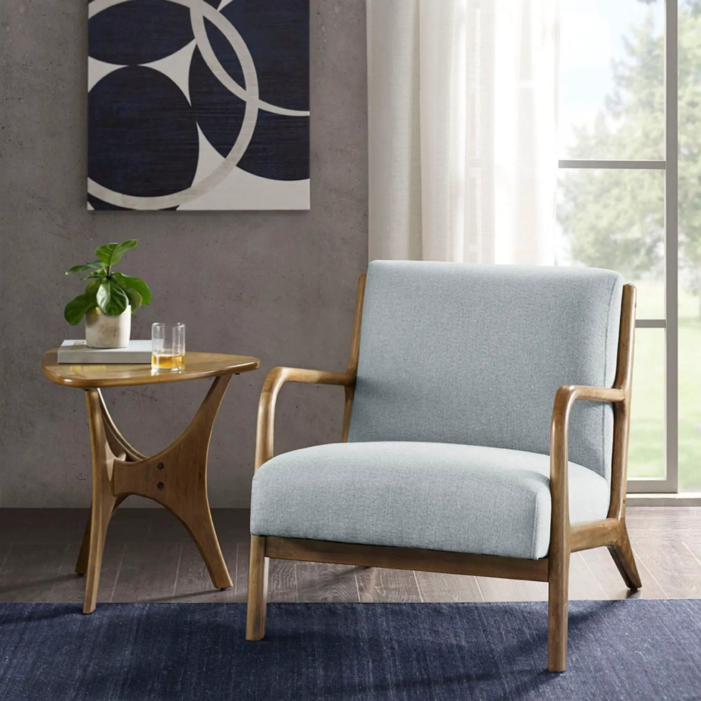 Mid-Century Style Lounge Chair With Upholstered Seat by Unique Piece Furniture
