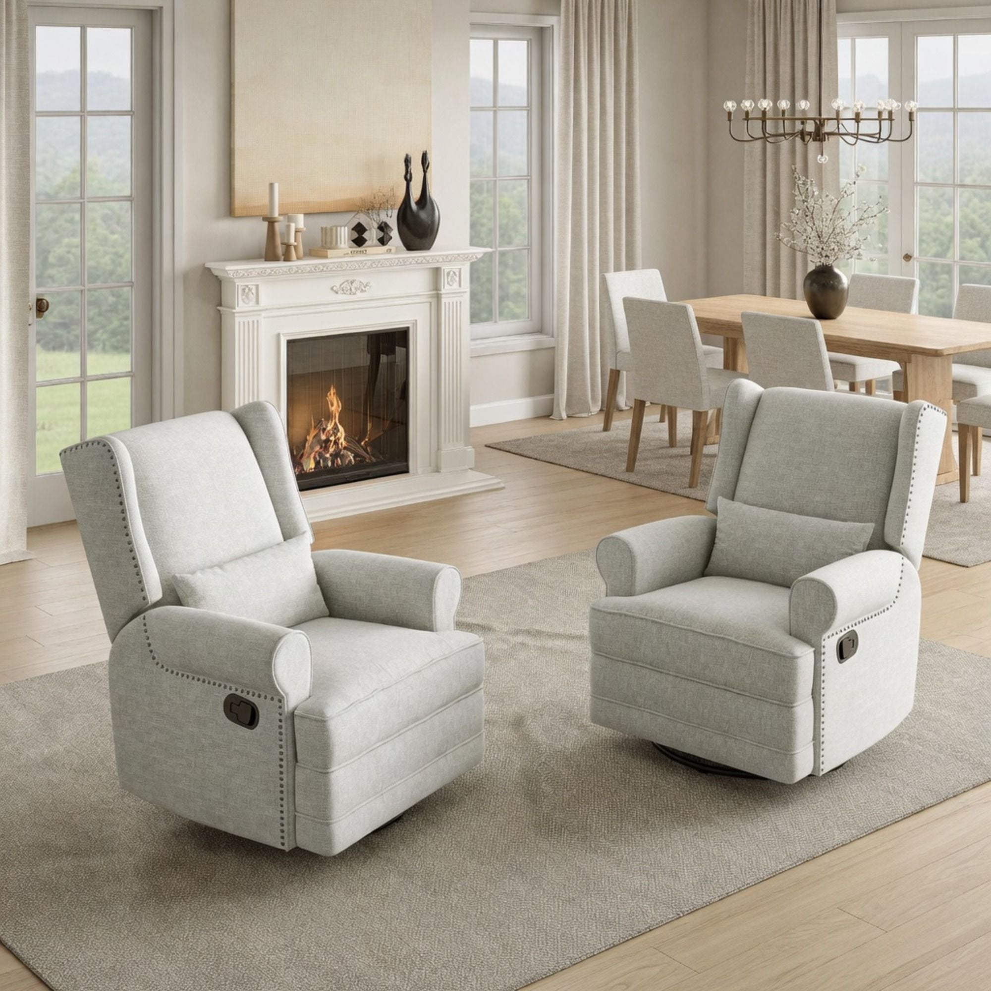Extra Wide Swivel Recliner Glider Chair With Footrest by HouseOfZazla