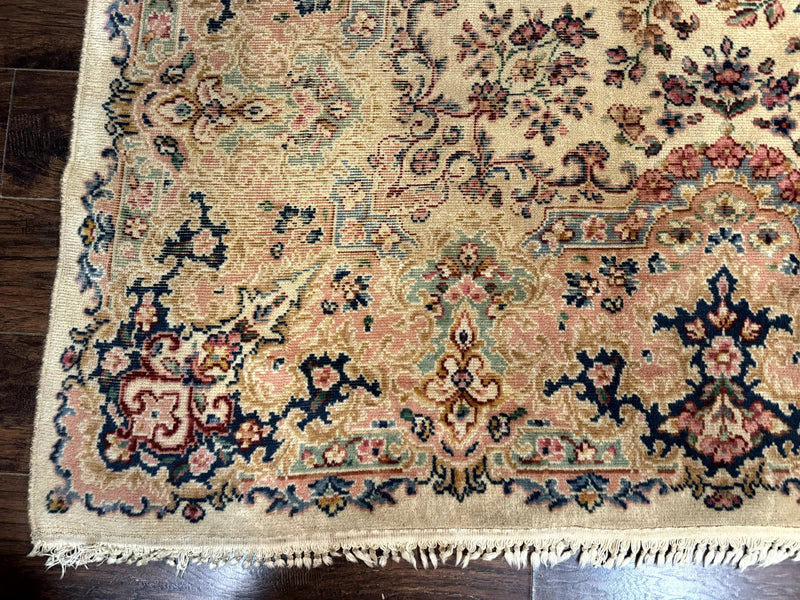 Antique Karastan Rug 8.8 x 12 Lanamar Floral Ivory Kirman Wool Discontinued by Jewel Rugs