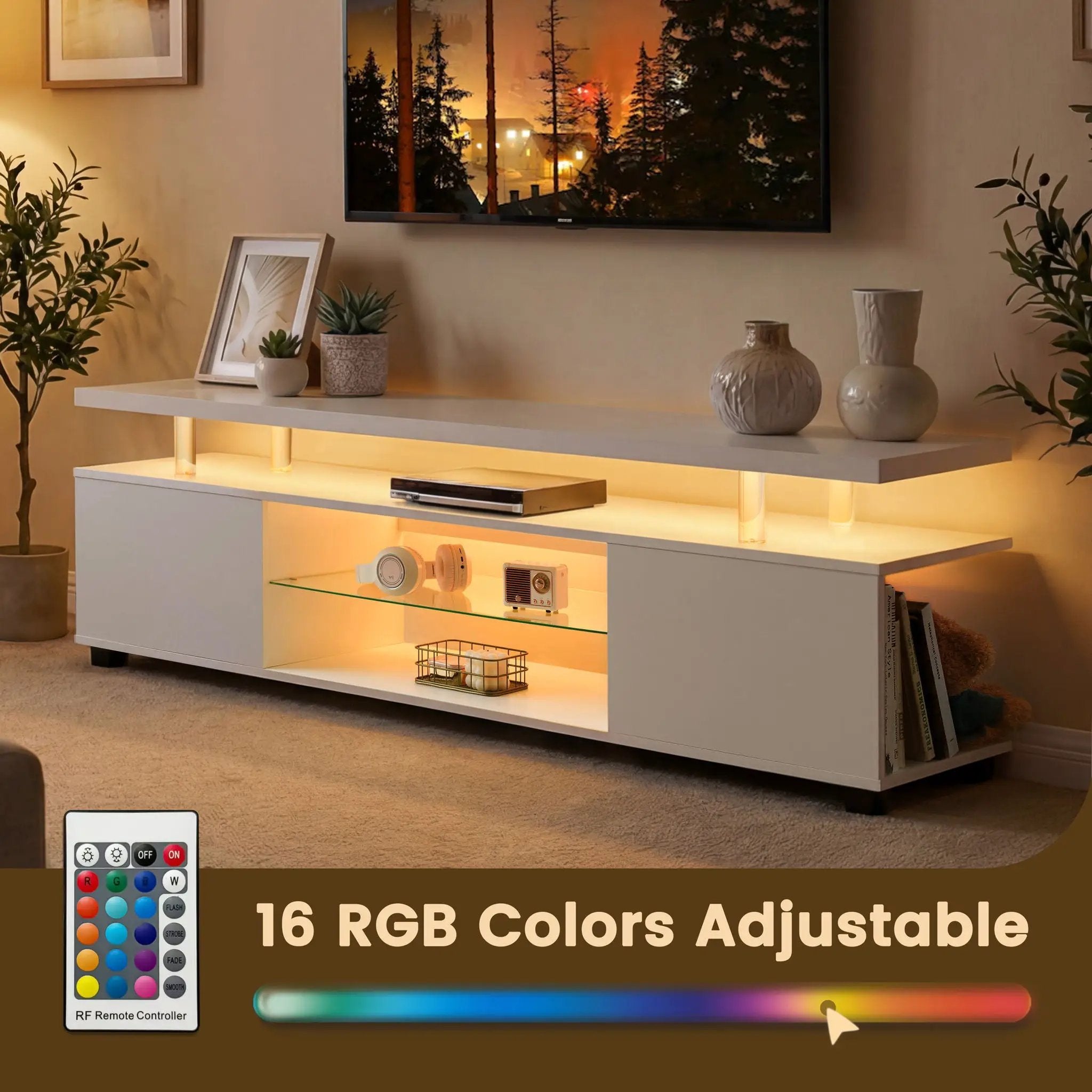 TV Stant With LED And Large Side Cabinet by Unique Piece Furniture