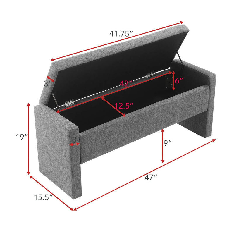 Modern Upholstered Large Bed End Bench With Storage by Unique Piece Furniture
