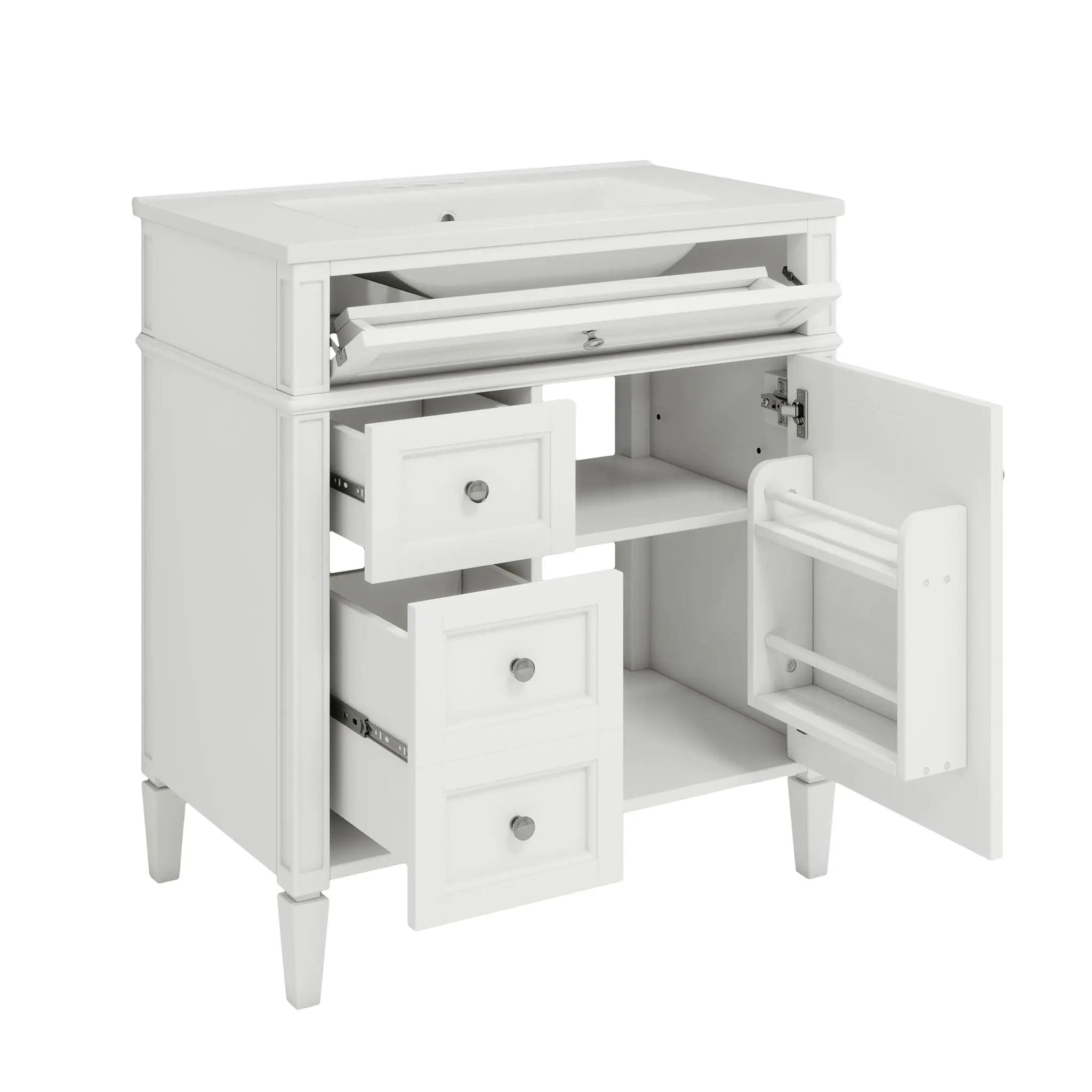 Bathroom Vanity With Top Sink, Modern Bathroom Storage Cabinet With 2 Drawers And A Tip-Out Drawer by HouseOfZazla