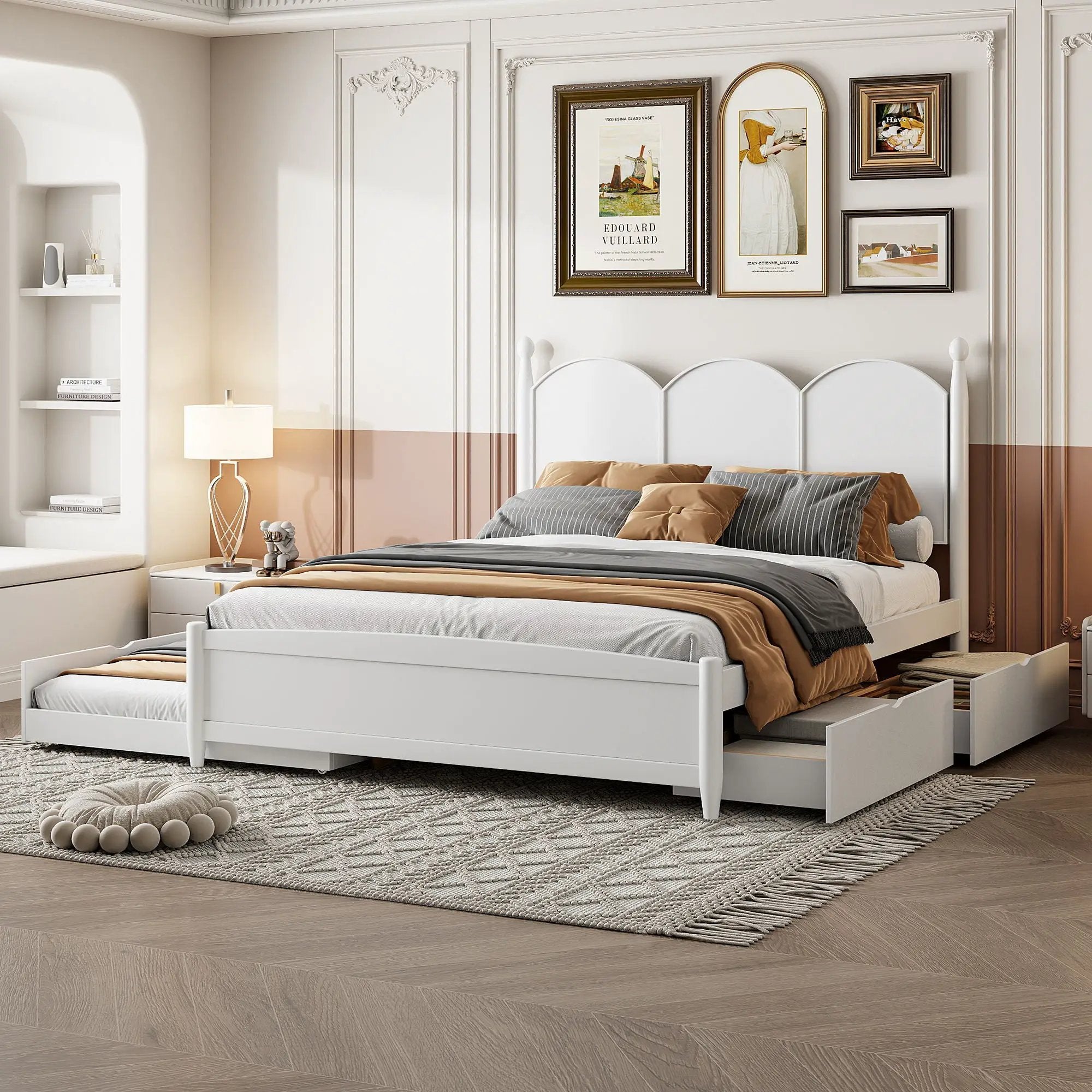 Platform Bed With With 2 Big Drawers And Trundle by Unique Piece Furniture