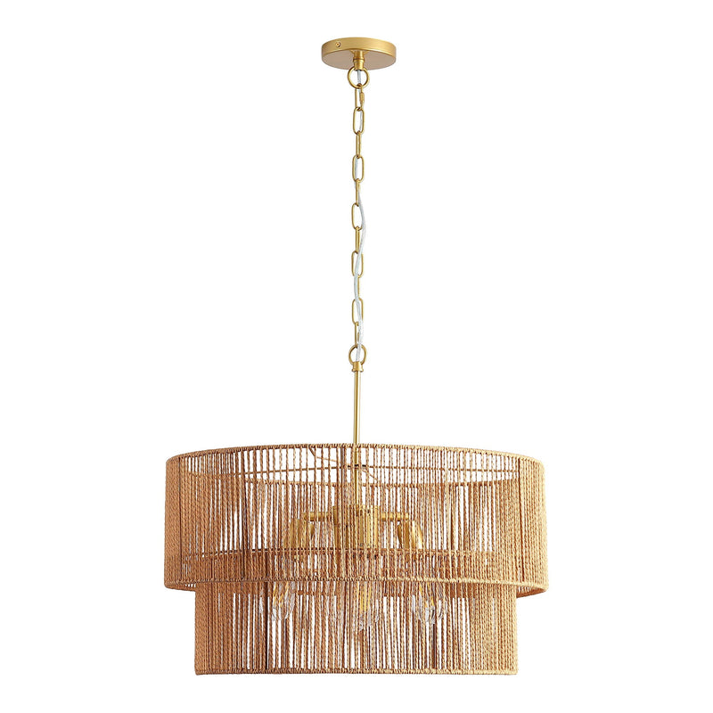 Chandelier, 2 Tier Boho Wabi Sabi Pendant Light, Hanging Ceiling Lamp - Gold by HouseOfZazla