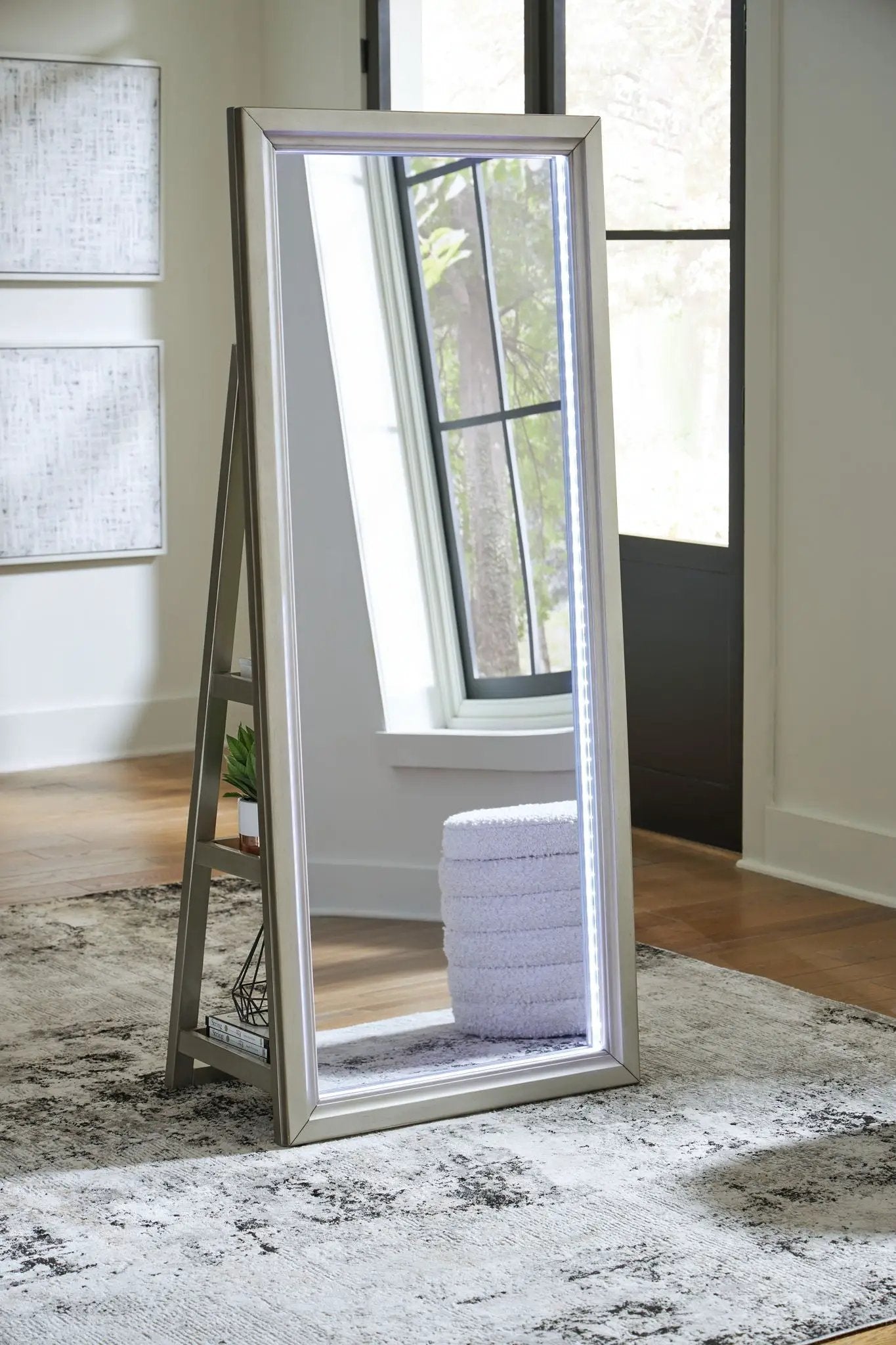 Evesen - Floor Standing Mirror With Storage - Champagne by Unique Piece Furniture