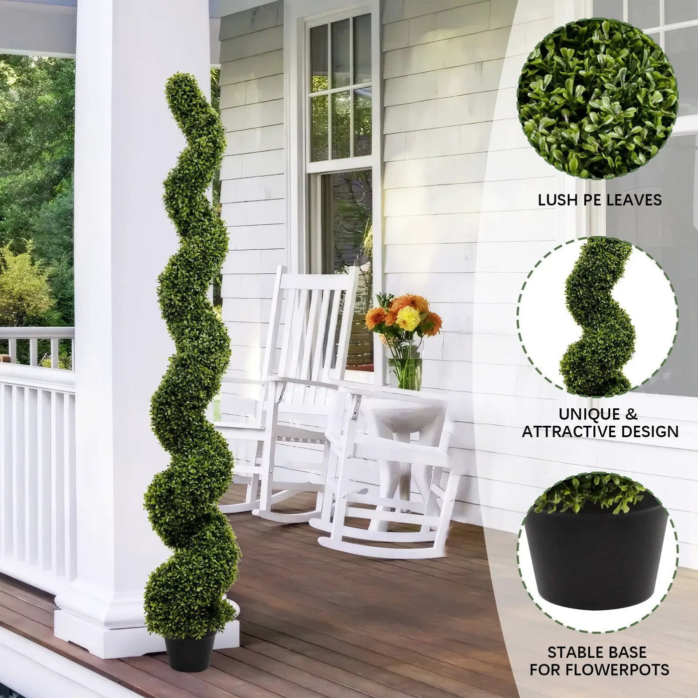 Artificial Outdoor UV Resistant Plastic Boxwood Topiary Spiral Tree by HouseOfZazla