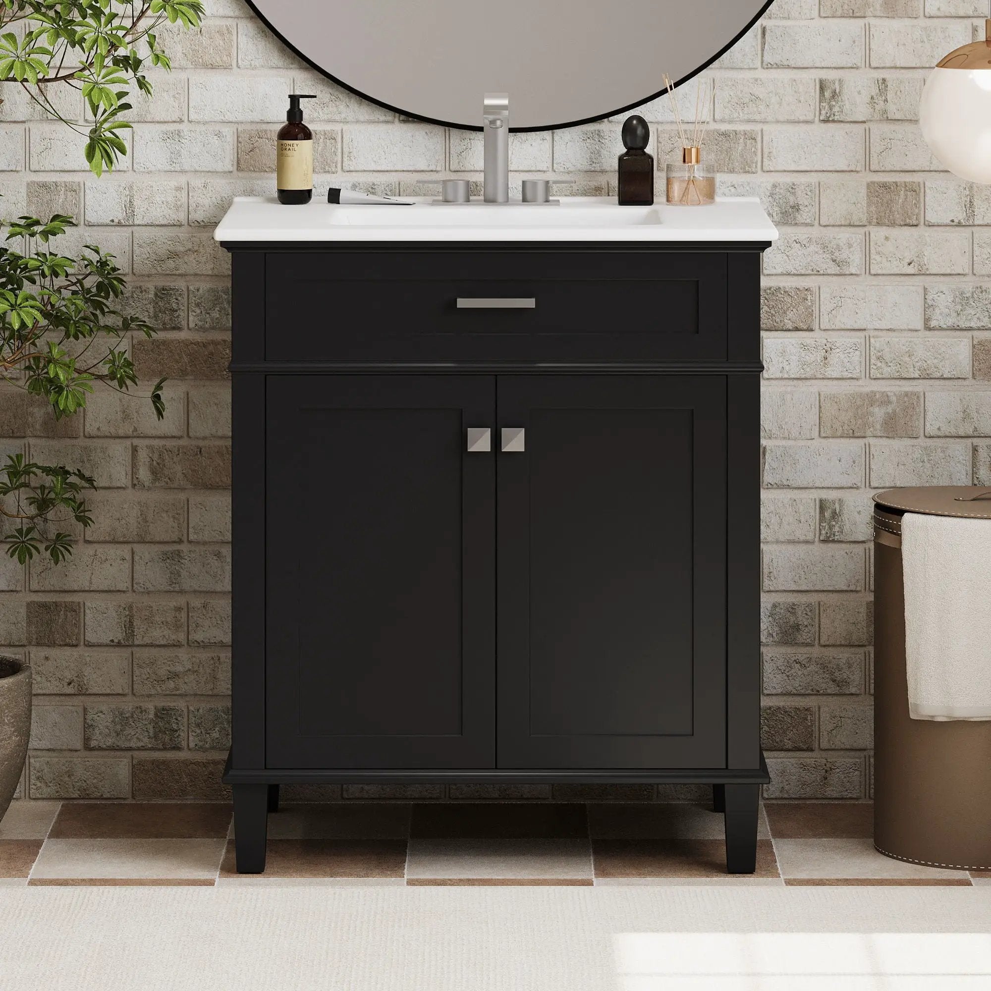 Bathroom Vanity With Ceramic Basin, Soft Close Door And Adjustable Shelves by HouseOfZazla