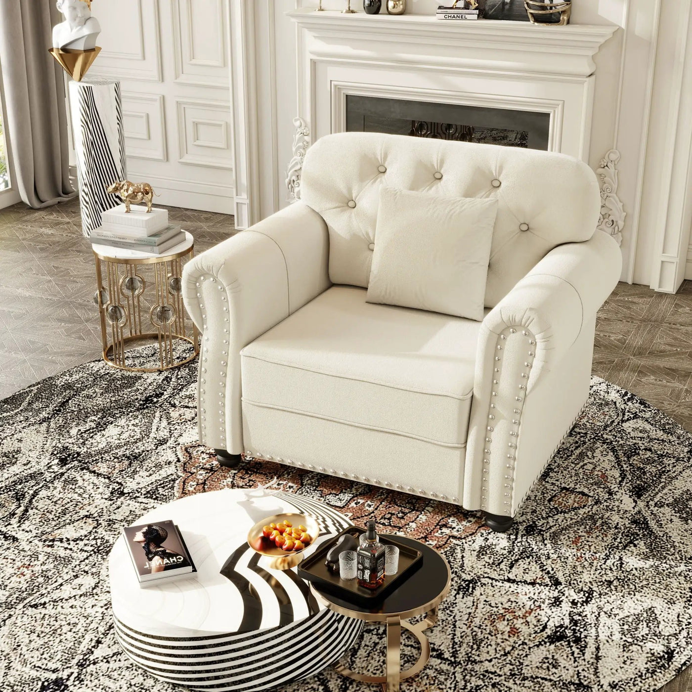 Sofa With Nailhead Trim And Rolled Armrests by HouseOfZazla