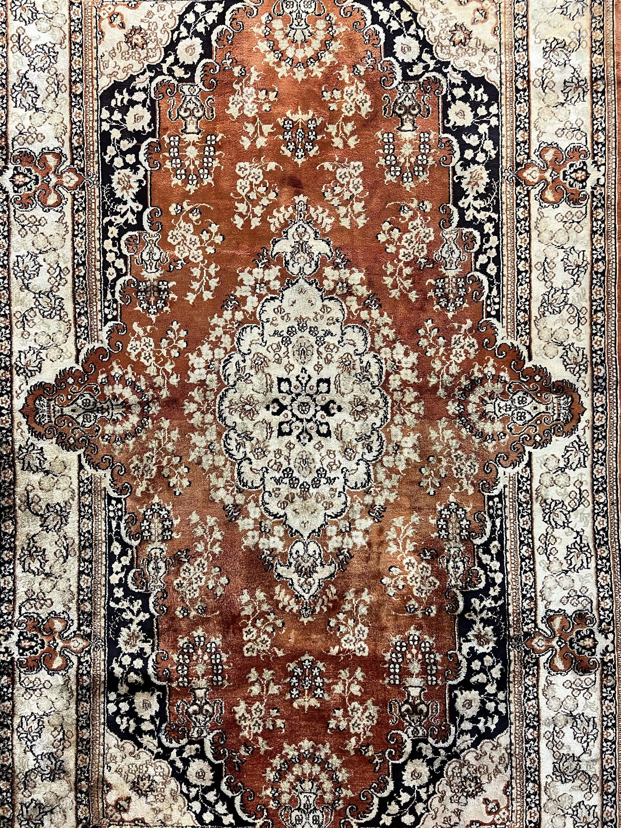 Turkish Silk Rug 3x5, Very Fine 400 KPSI, Floral Medallion, Hand Knotted by Jewel Rugs