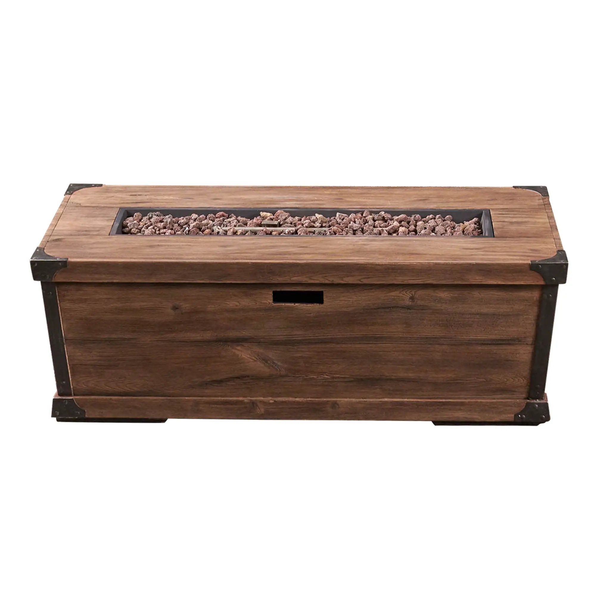 Outdoor Patio Rectangle Gas Burning Fire Pit - Wood Pattern by HouseOfZazla