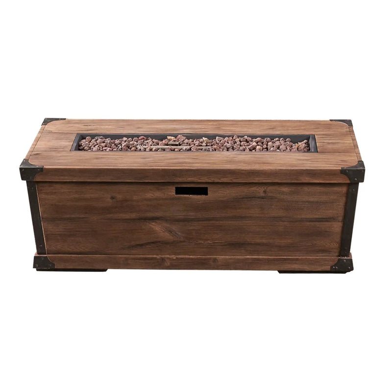 Outdoor Patio Rectangle Gas Burning Fire Pit - Wood Pattern by HouseOfZazla