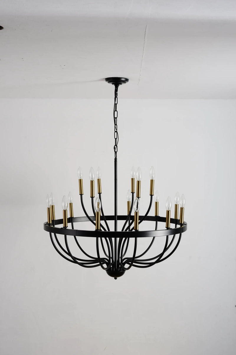 15-Light Industrial Iron Candle Chandelier Modern Farmhouse Pendant Light by HouseOfZazla