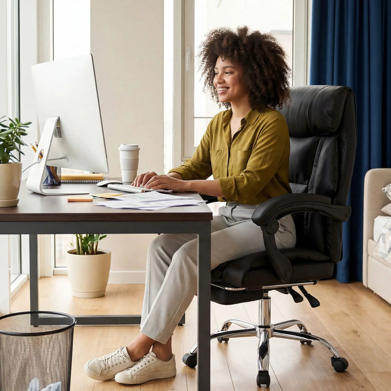 Executive Office Chair With Foot Rest, Adjustable Height - Black by Unique Piece Furniture