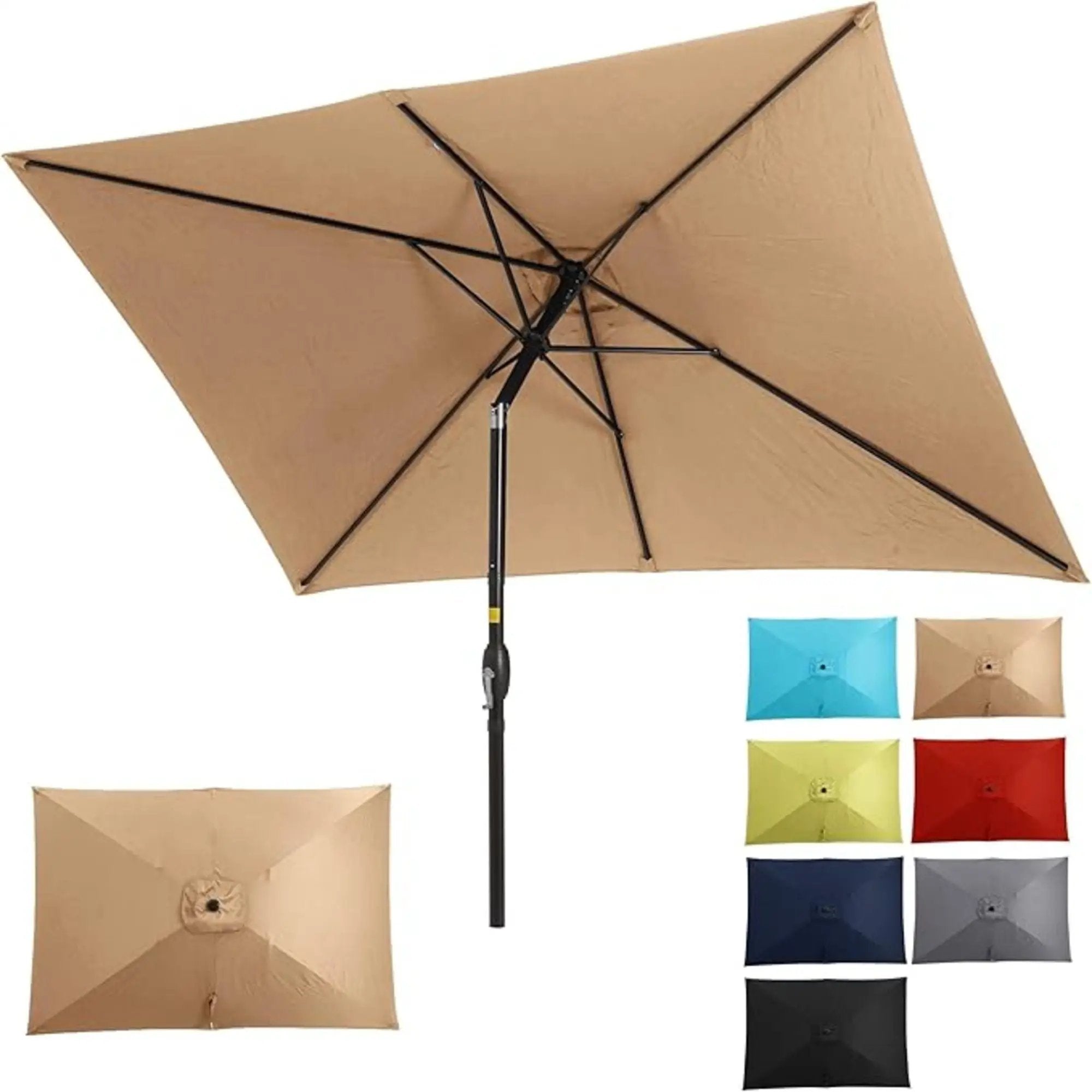 Rectangular Patio Umbrella With Crank Tilt, Polyester UV-Resistant Canopy by HouseOfZazla