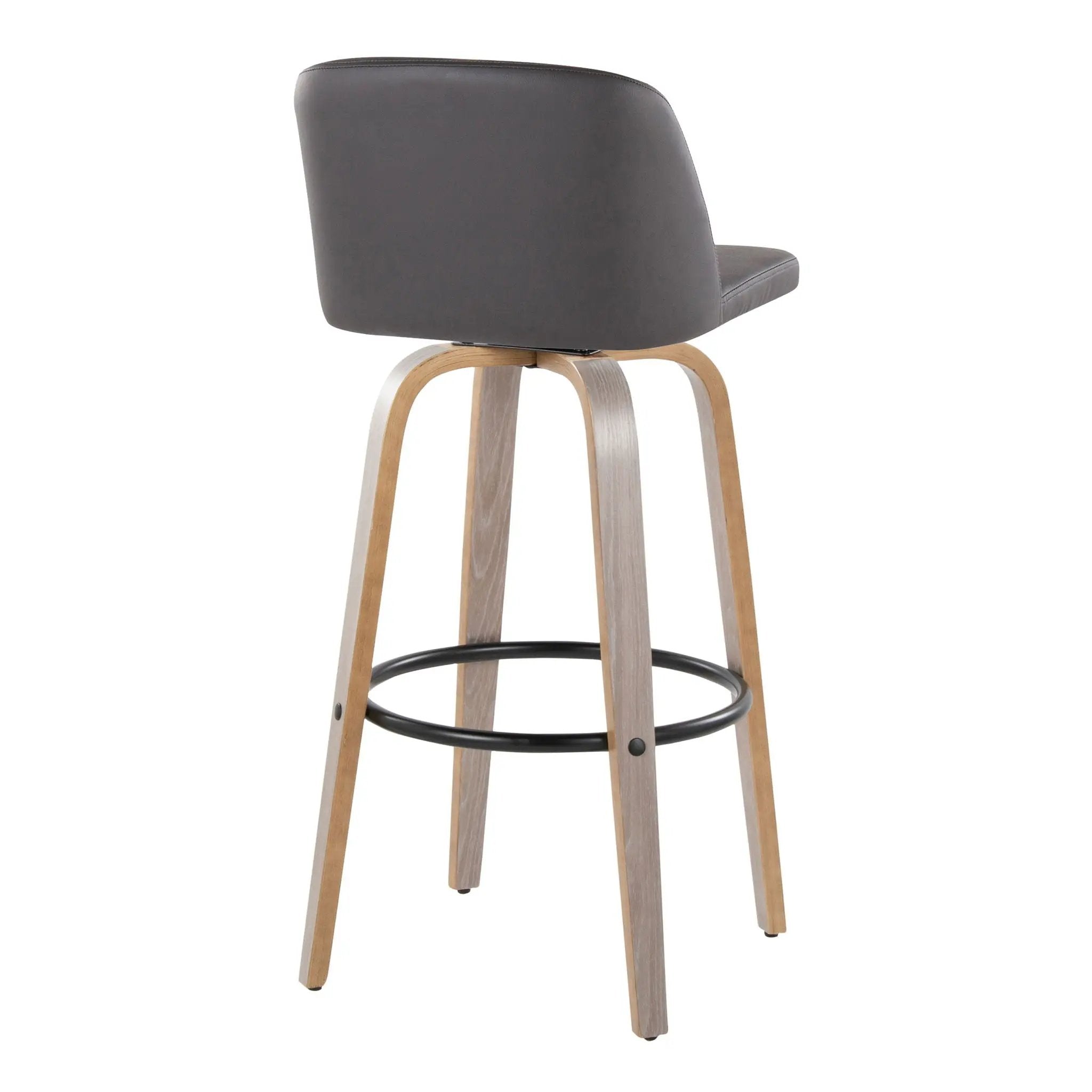 Toriano - Mid-Century Modern Fixed Height BarStool With Round Footrest (Set of 2) by HouseOfZazla