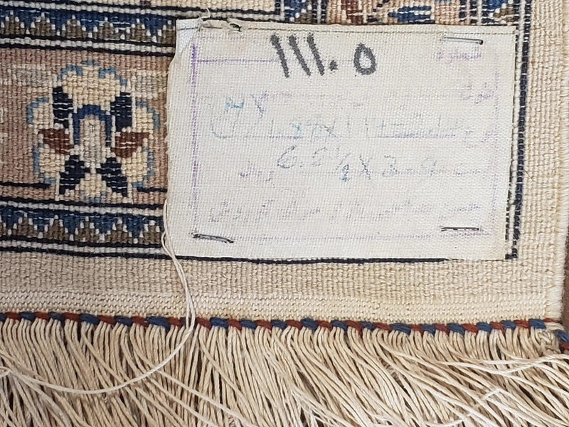 Persian Nain Rug 4x6, Ivory and Blue, Hand-Knotted, Wool & Silk by Jewel Rugs