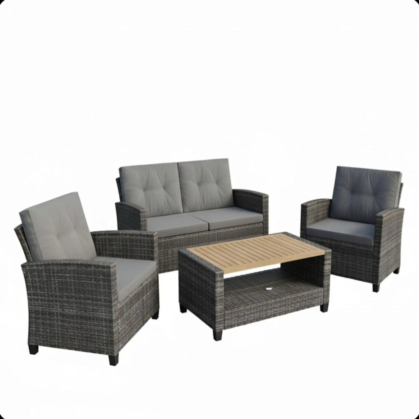 Modern All-Weather Patio Set With Cushions And Table by HouseOfZazla