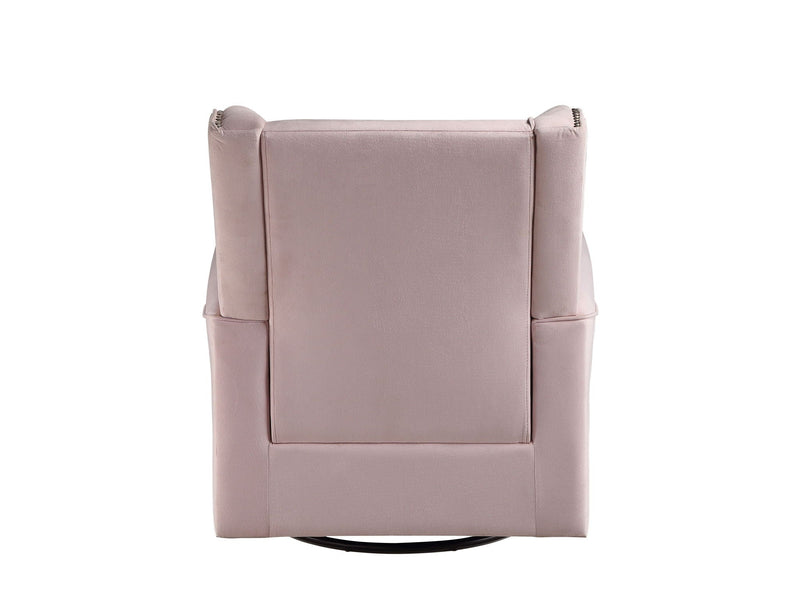 Pink Swivel Glider Chair with Nailhead Trim - Tamaki, photo 8 of 8