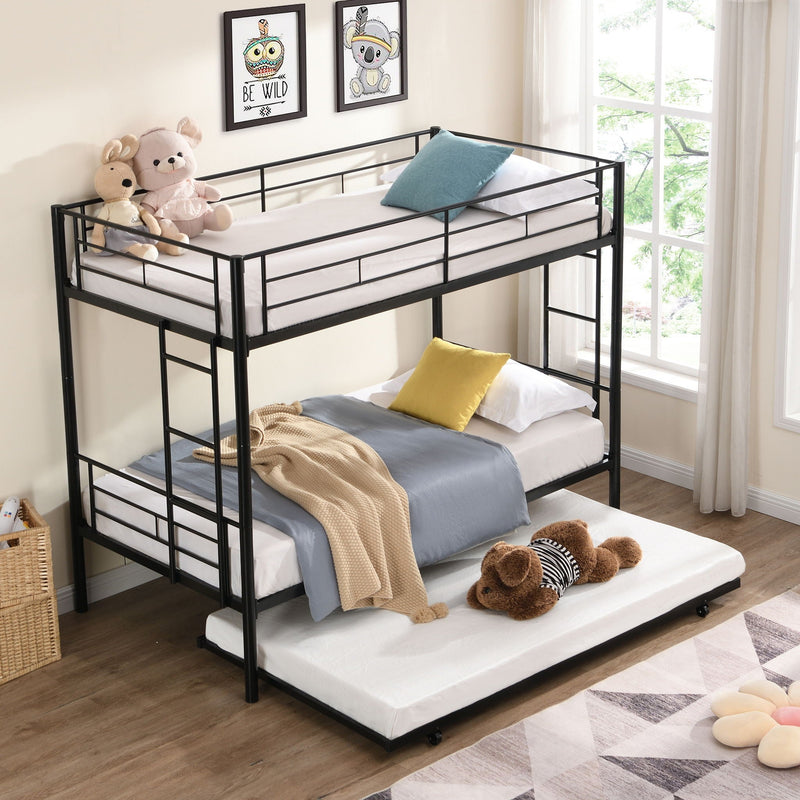 Twin Over Twin Metal Bunk Bed with Trundle - Black, photo 16 of 16