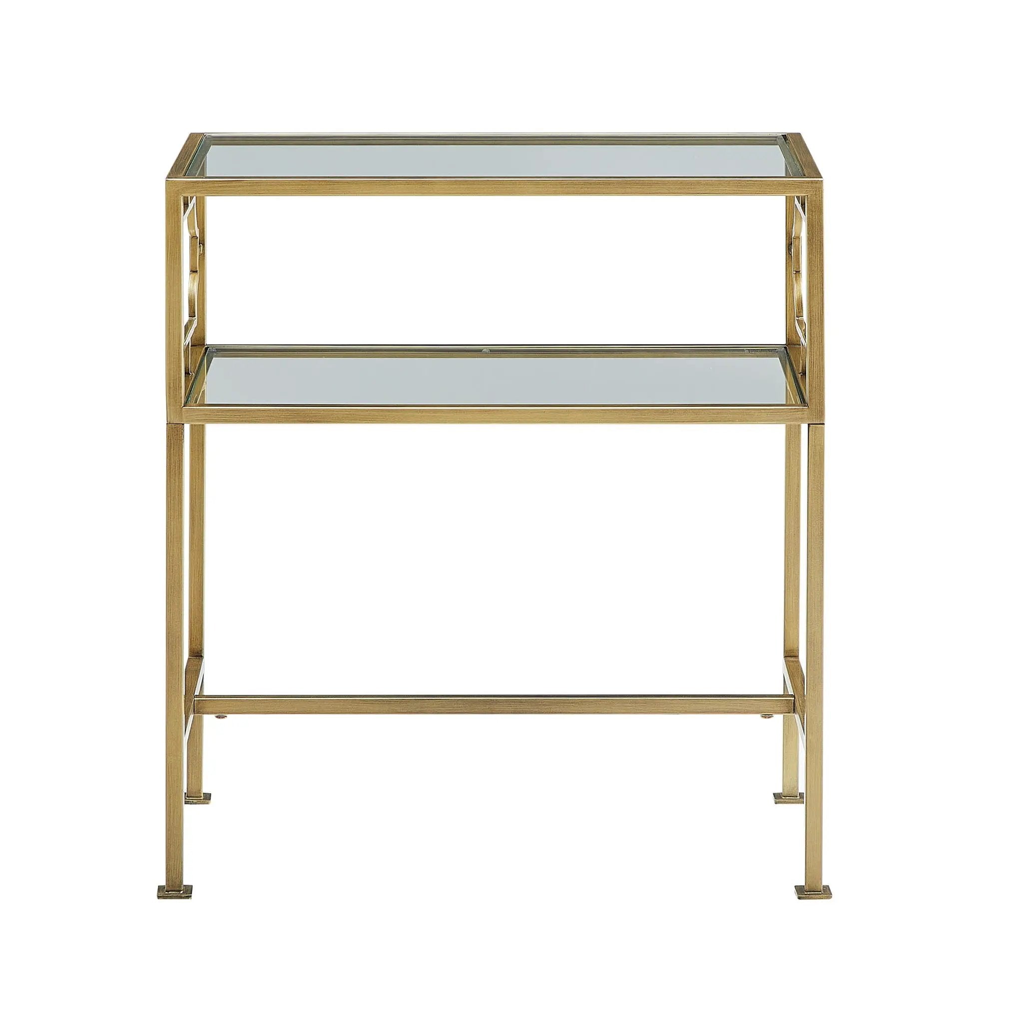 Grifton - Rectangular Glass Accent Table - Antique Gold