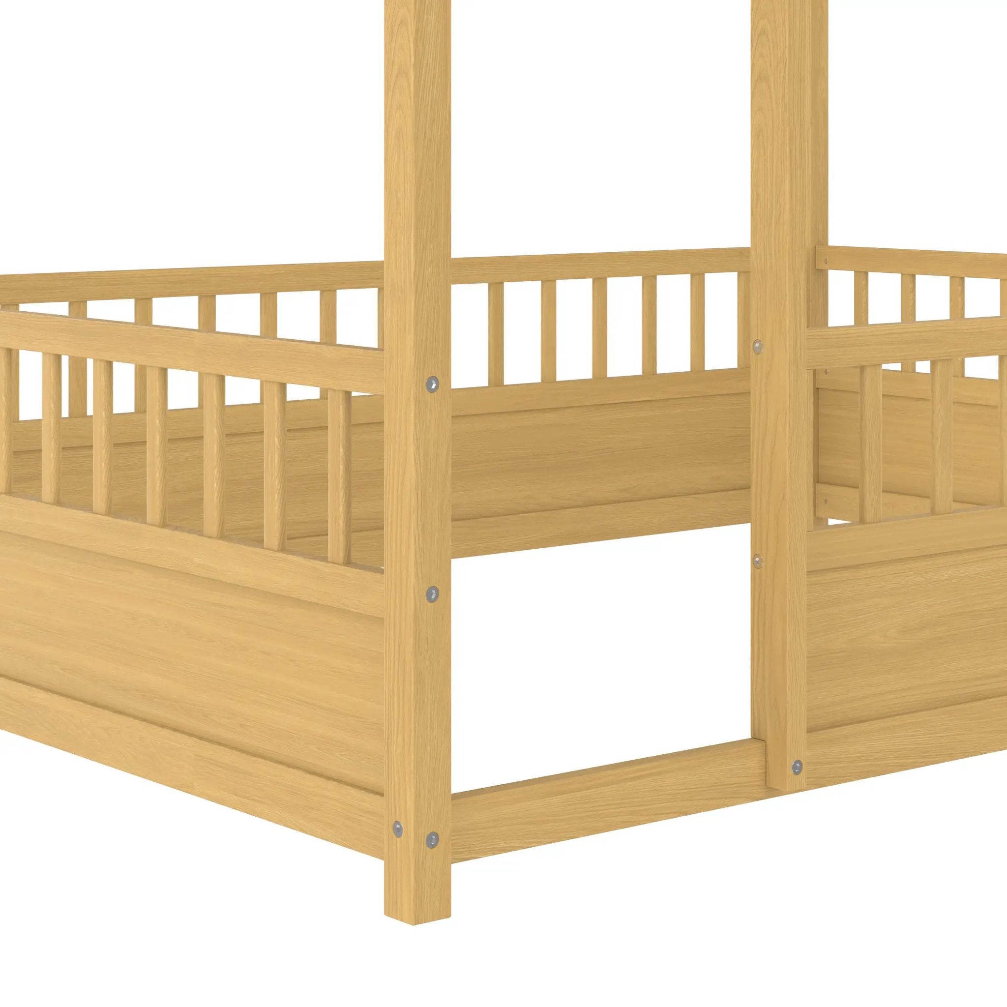 Full Size Wooden Bed with House Roof Frame by HouseOfZazla