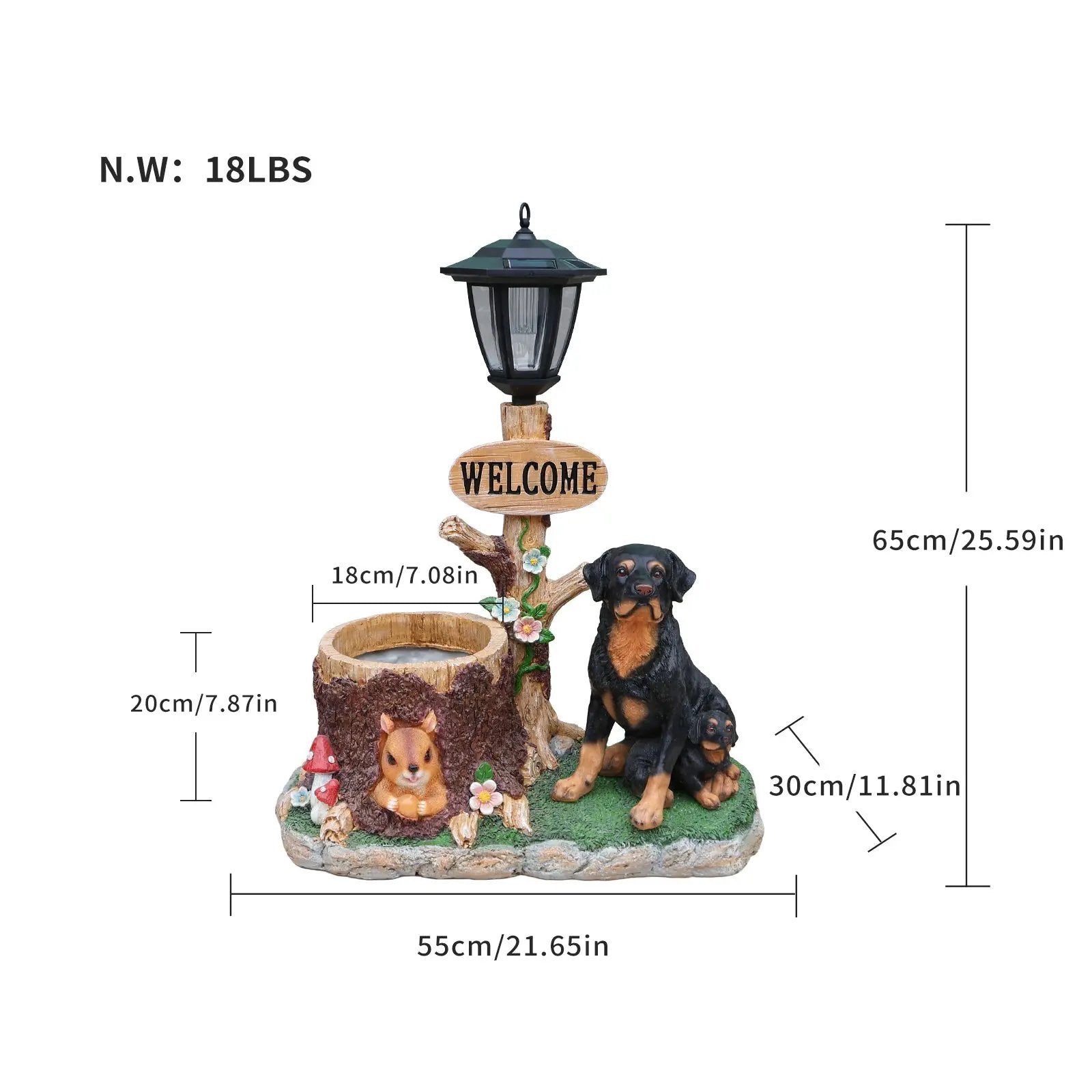 Rottweiler Dog Family Planter Statue by HouseOfZazla