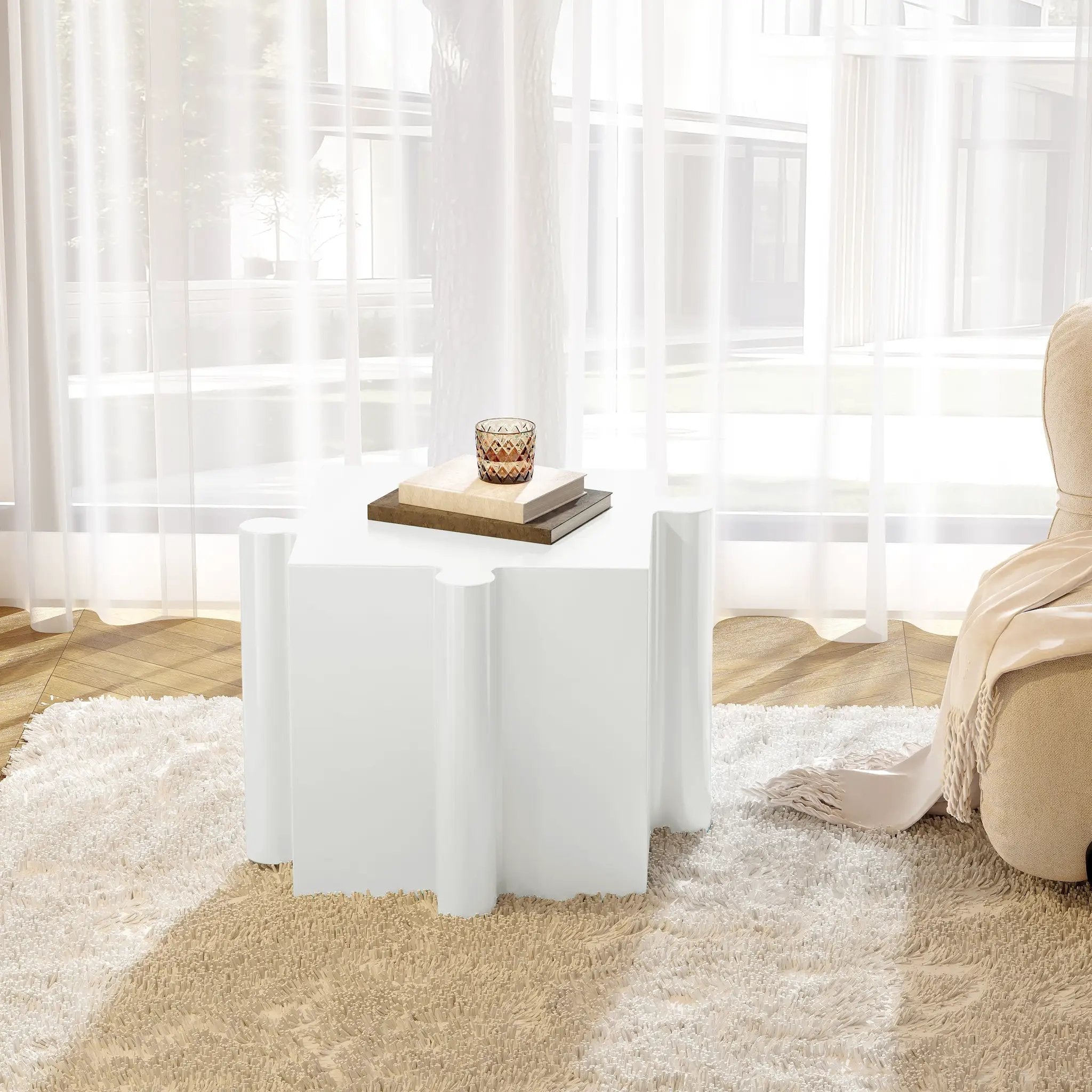 3-Piece Artistic Puzzle Table Set, Modular MGO Side Tables by HouseOfZazla