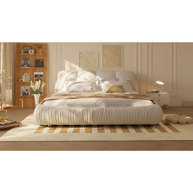Luxury Upholstered Platform Bed With Oversized Padded Backrest And Solid Wood Frame by HouseOfZazla
