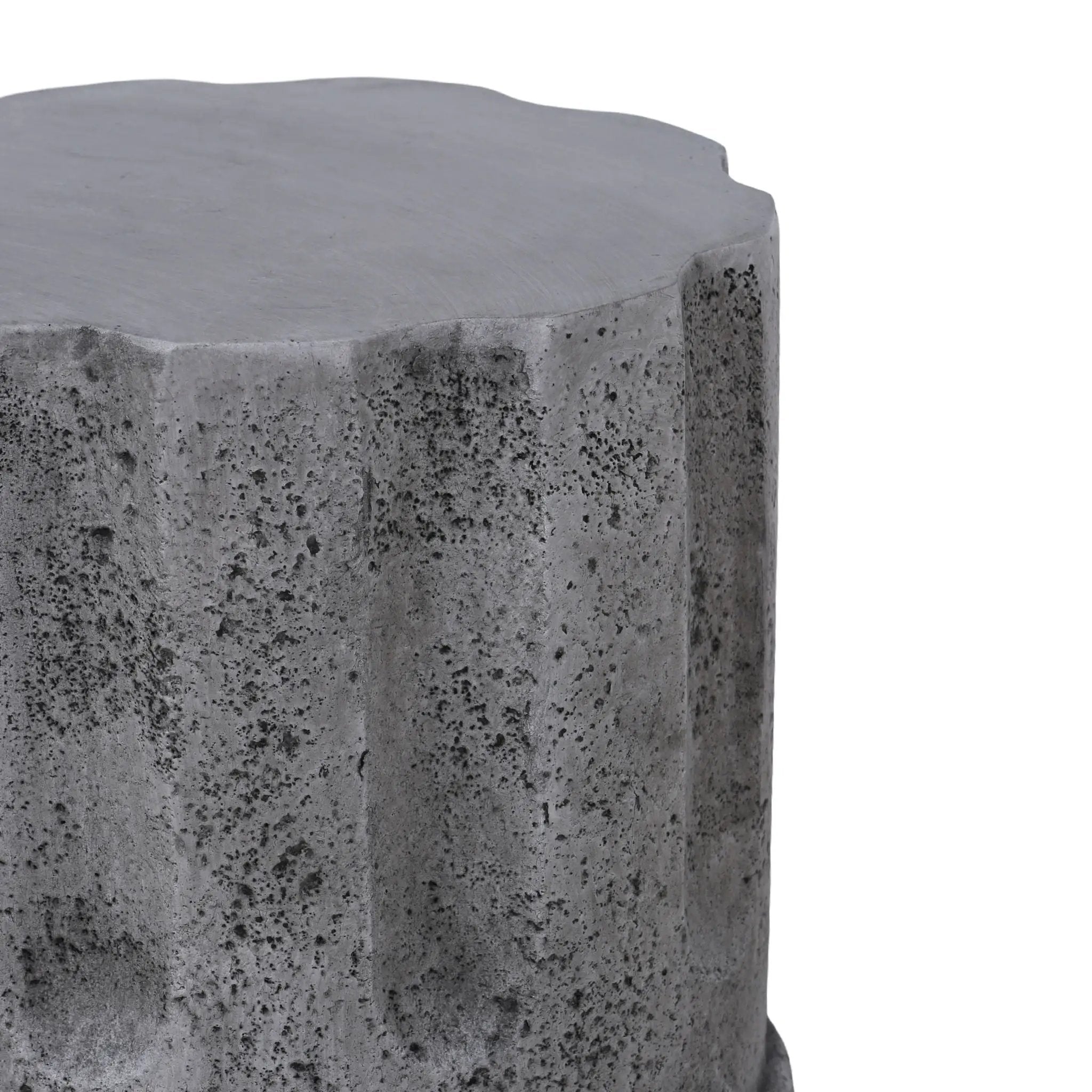 Outdoor End Table, Round Side Table For Patio And Garden - Antique Gray