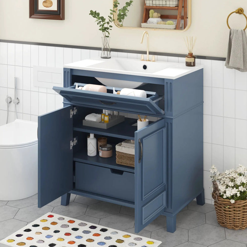 Bathroom Vanity With Sink Storage Cabinet - Blue by HouseOfZazla