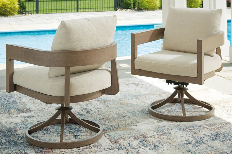 Serene Bay - Swivel Chair With Cushion (Set of 2) - Dark Brown / White by Unique Piece Furniture