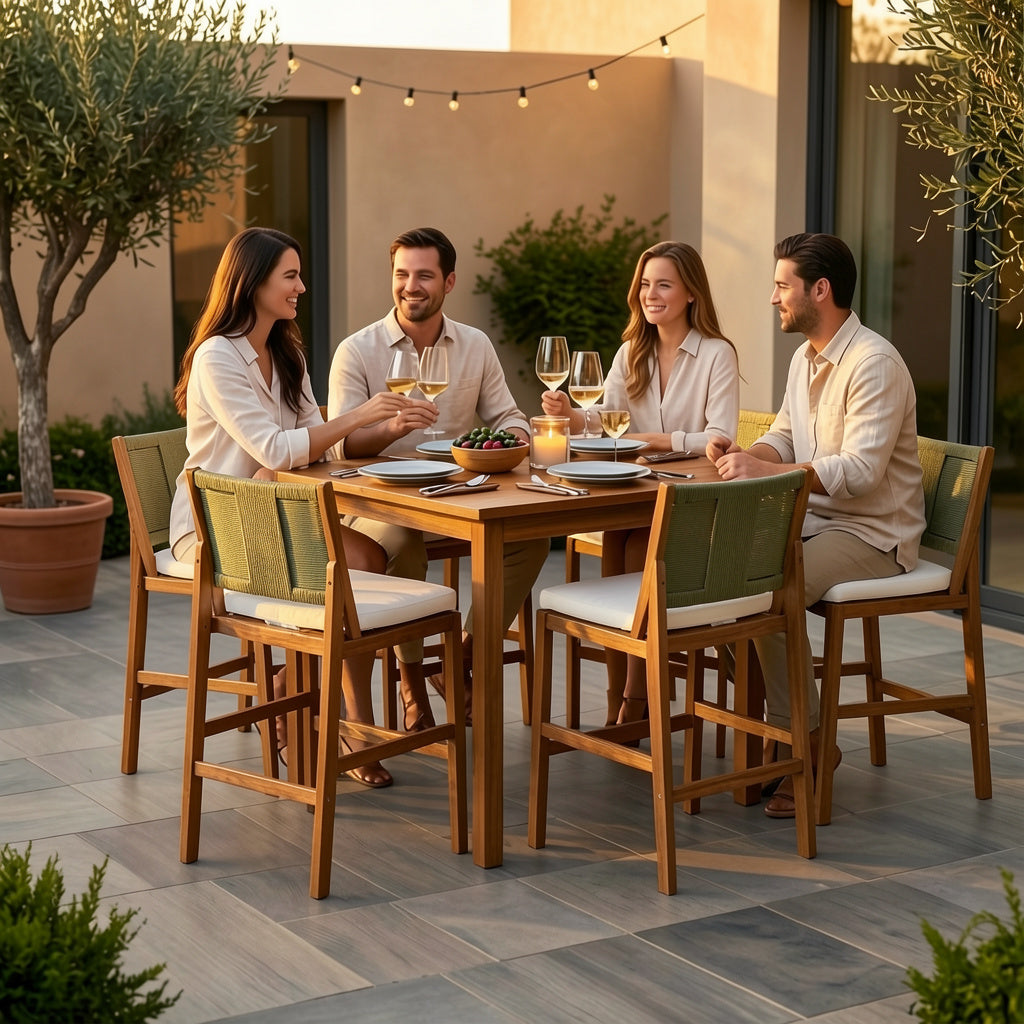 4 Pieces Arly Green Outdoor Bar Stool Set by HouseOfZazla