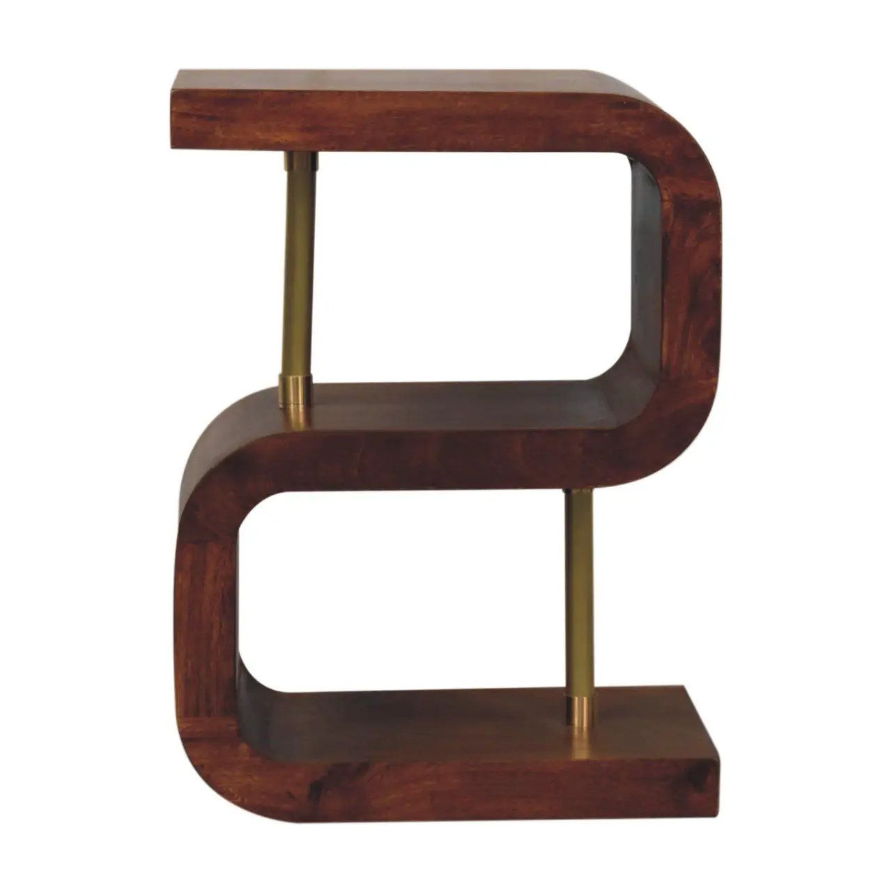 S Curve Brass Bedside Table - Dark Brown by Unique Piece Furniture