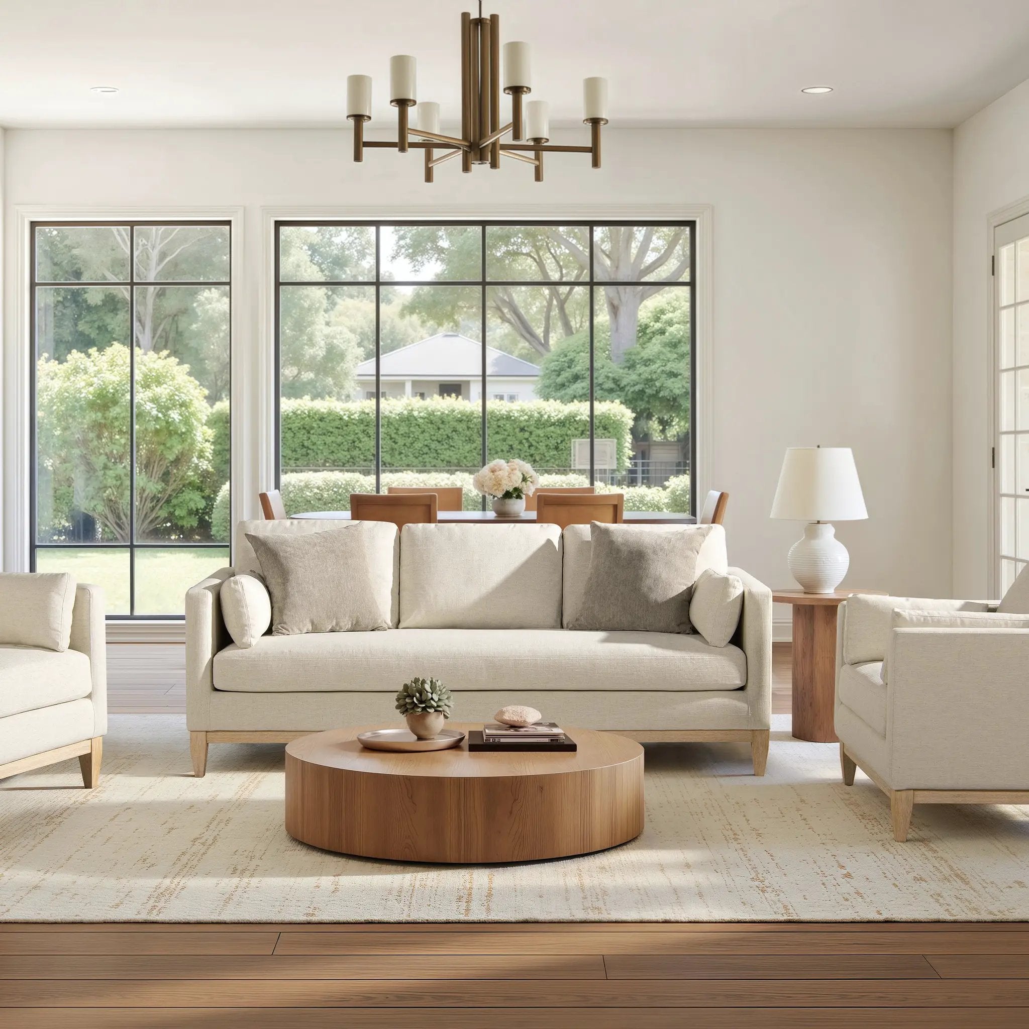 Knox 84' Modern Farmhouse Sofa, Flax White Linen by HouseOfZazla
