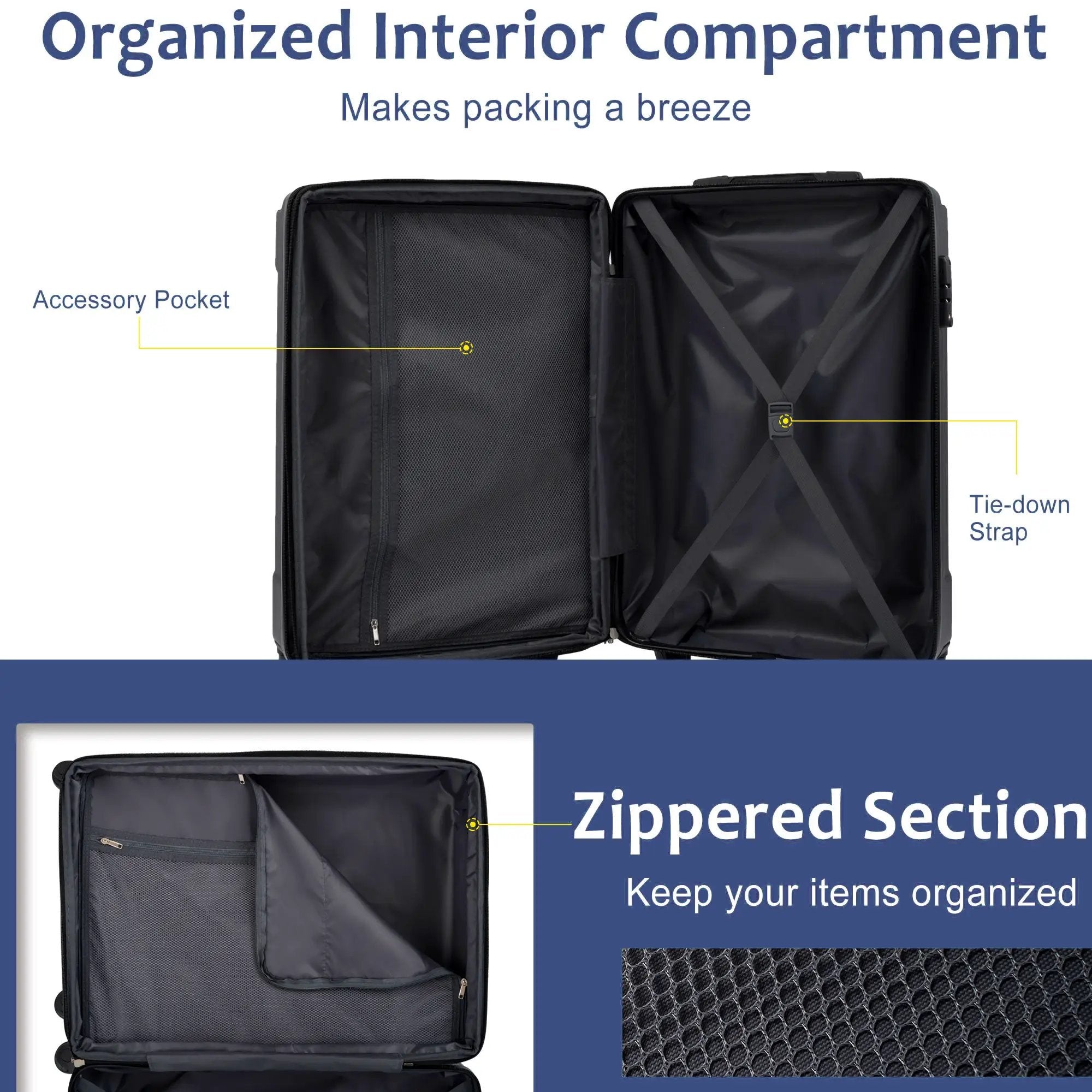 Hardshell Luggage Sets 6 Piece Suitcase Set Blue by HouseOfZazla