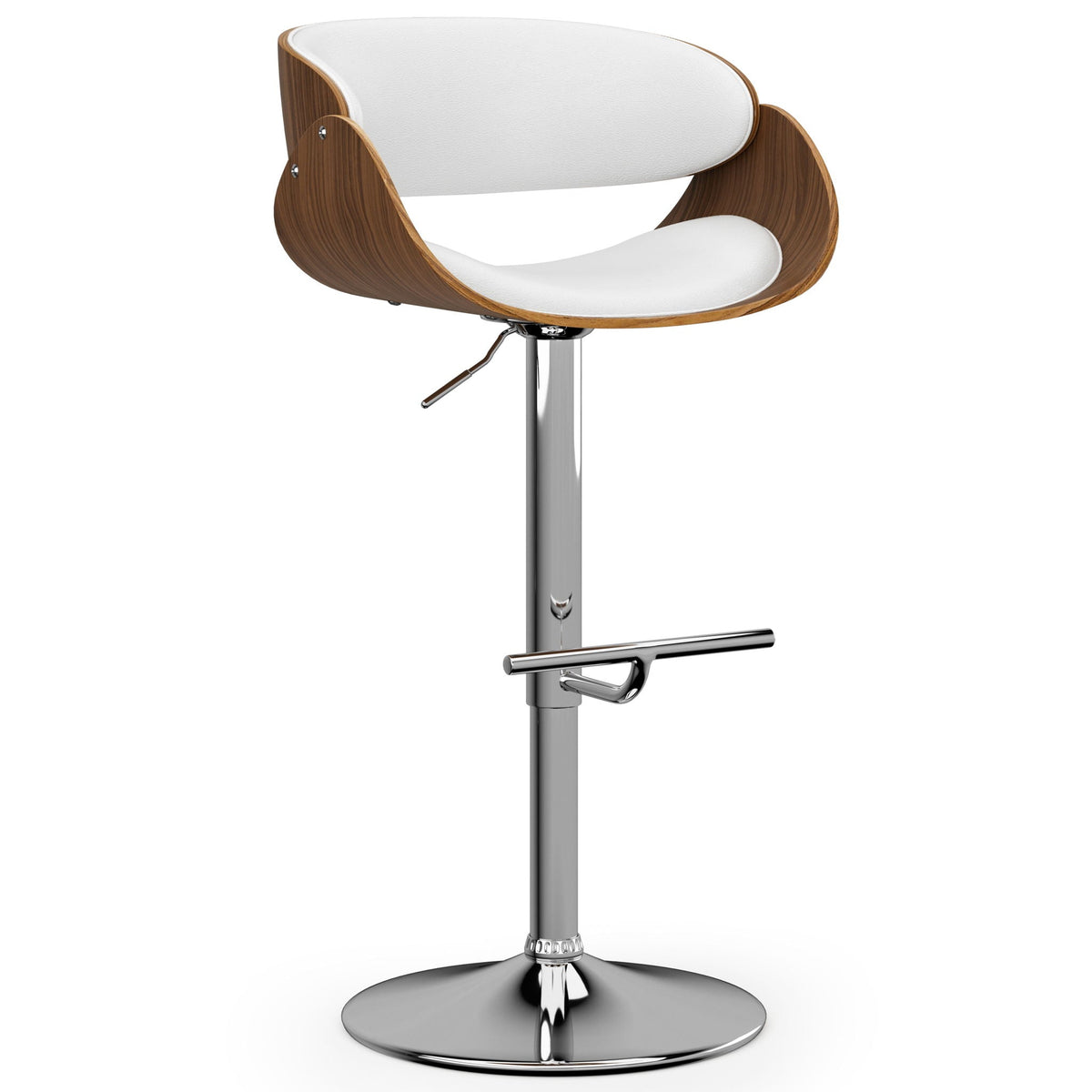 Mid Century Modern Adjustable Swivel Bar Stool with Bentwood Frame - Black, Light Blue, Dark Gray, White, photo 4 of 36