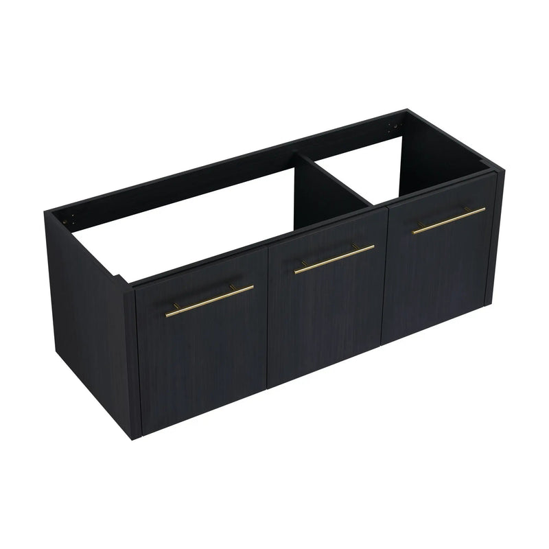 Contemporary 48" Wall Mounted Bathroom Vanity With Resin Sink And Soft Closing Doors And Line - Black Chestnut by HouseOfZazla