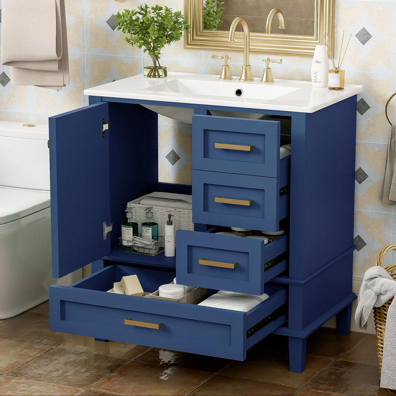 Bathroom Vanity, Modern Bathroom Cabinet With Sink Combo Set, Bathroom Storage Cabinet With A Soft Closing Door And 3 Drawers, Solid Wood Frame by HouseOfZazla