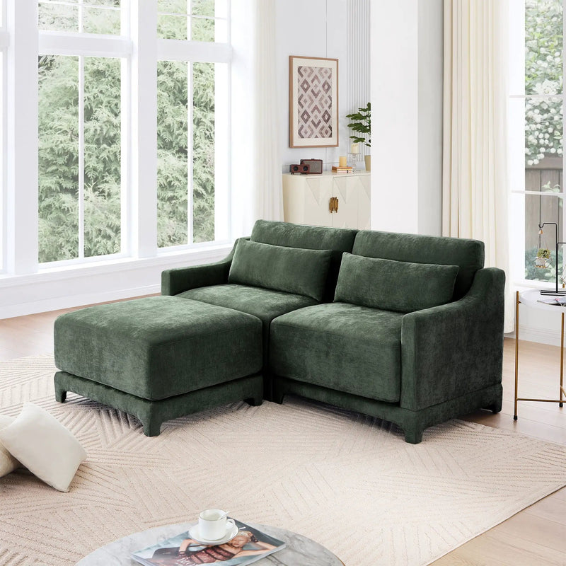 Stylish Sofa With Ottoman And Lumbar Pillows, Ergonomic Design by HouseOfZazla