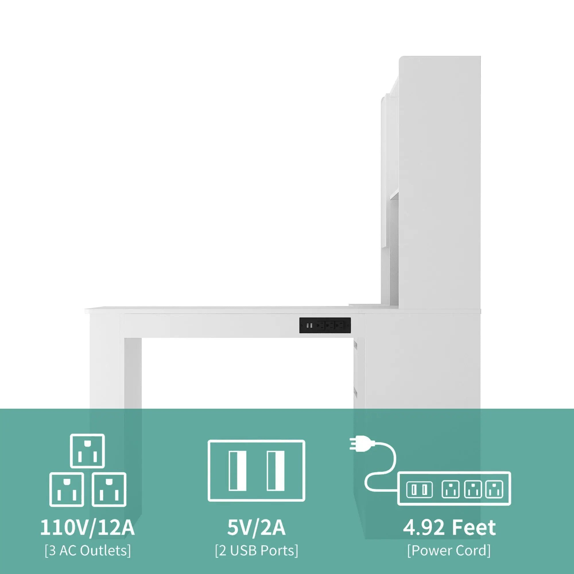 L Shaped Desk with Charger and Drawers by HouseOfZazla