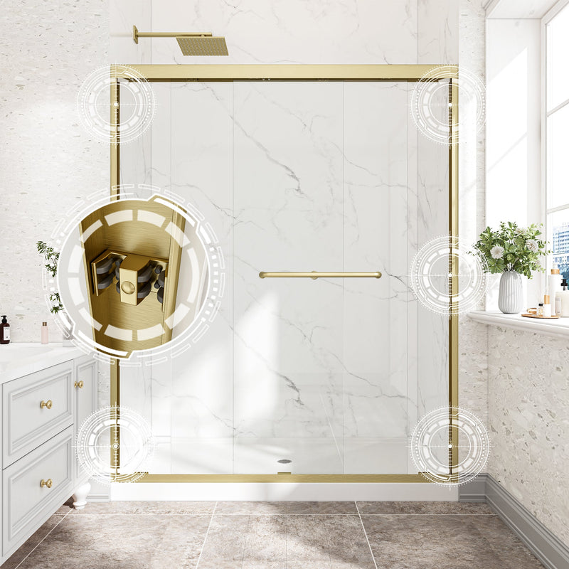 55"-60" W x 72" H Brushed Shower Door by HouseOfZazla