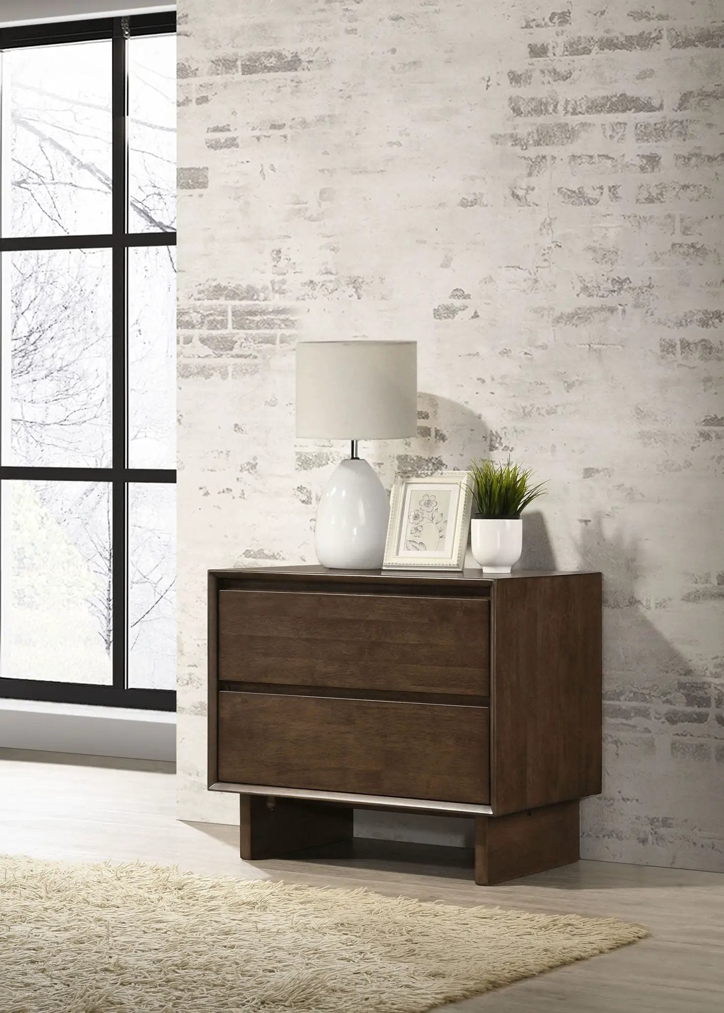 Glenwood 2-drawer Nightstand Bedside Table Warm Brown by Unique Piece Furniture