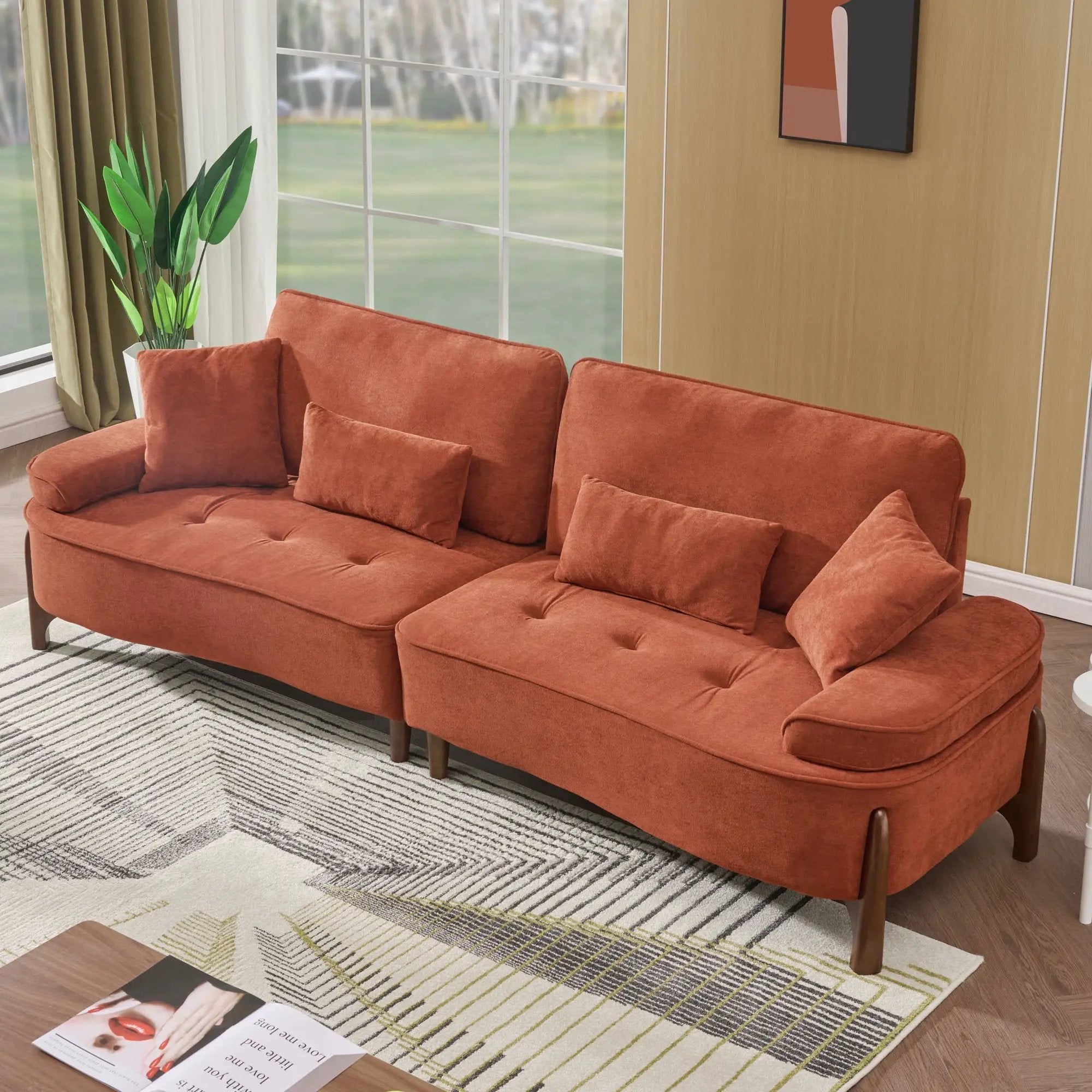 Comfortable Deep Seated Sofa With Pillows by Unique Piece Furniture
