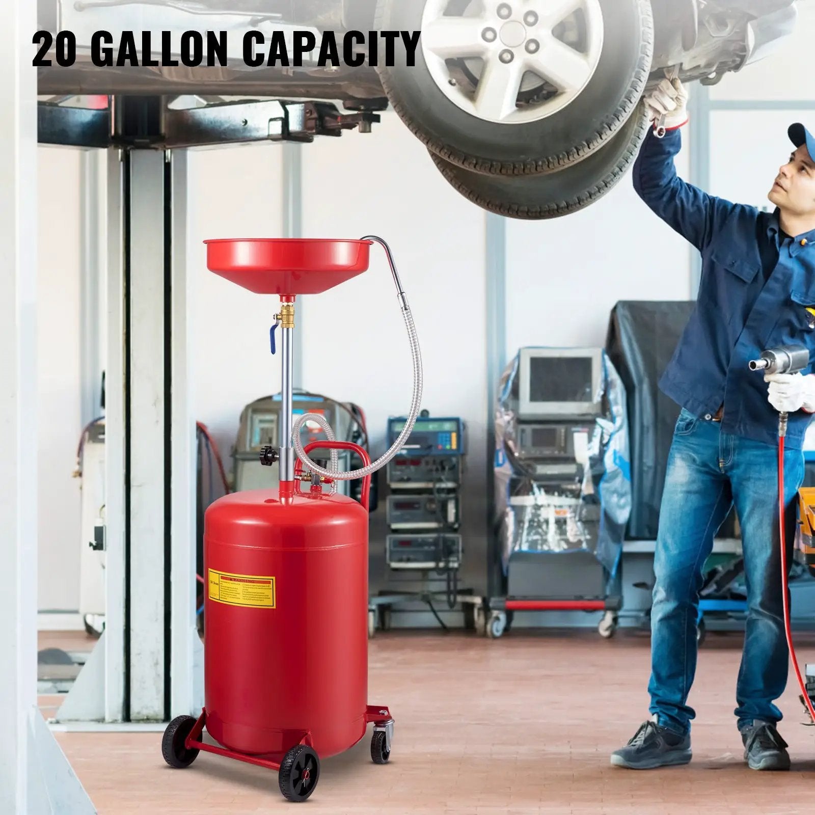 Waste Oil Drain Tank 20 Gallon Portable Oil Drain Air Operated Drainer by HouseOfZazla