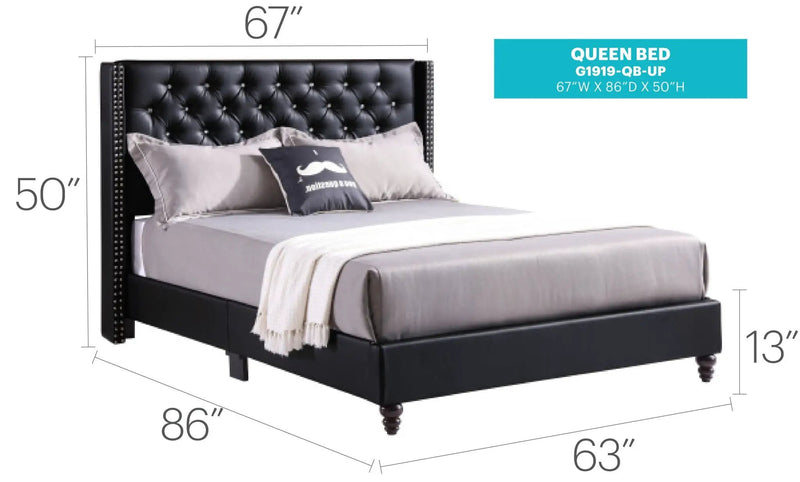 Upholstered Nailhead Trim Chic Bed by Unique Piece Furniture