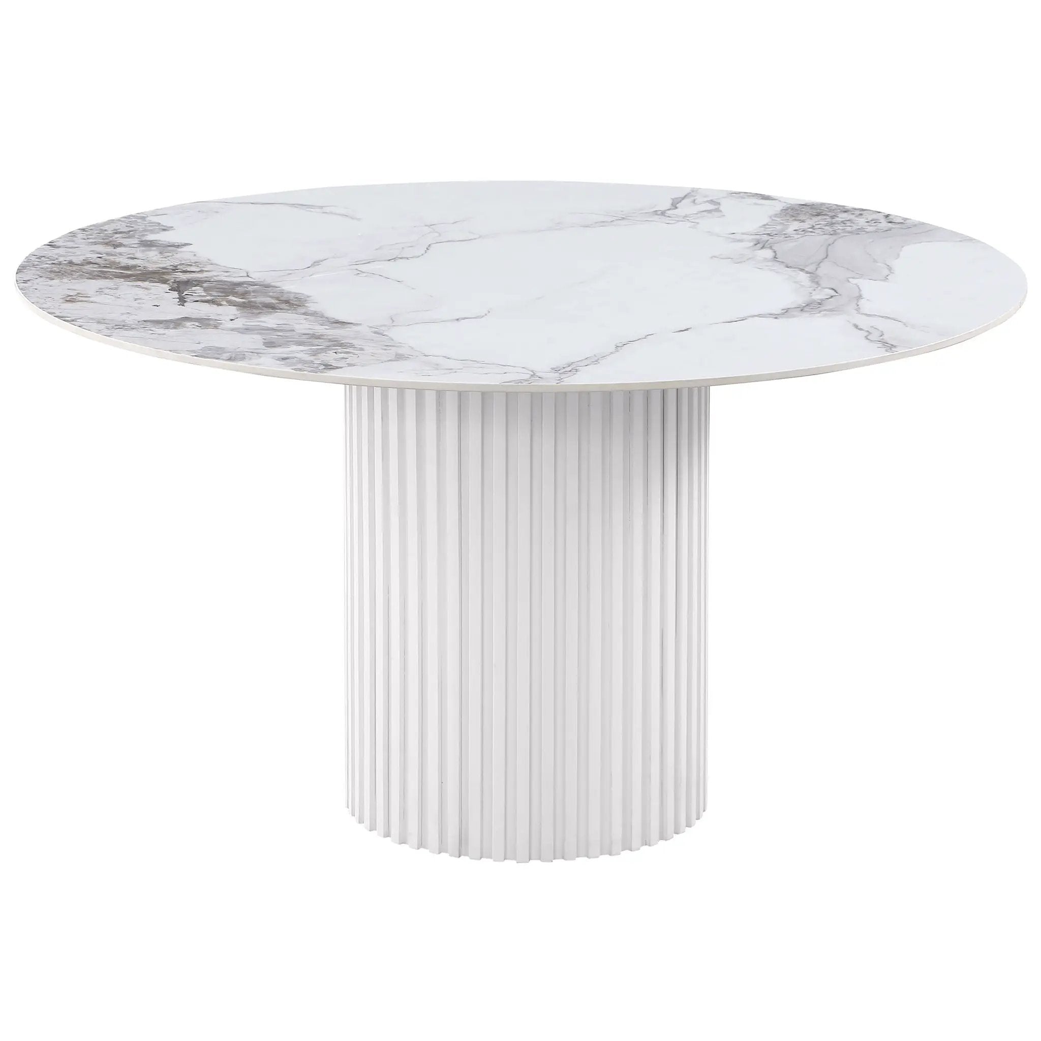 Quincy - Round Dining Table - White Marble by HouseOfZazla