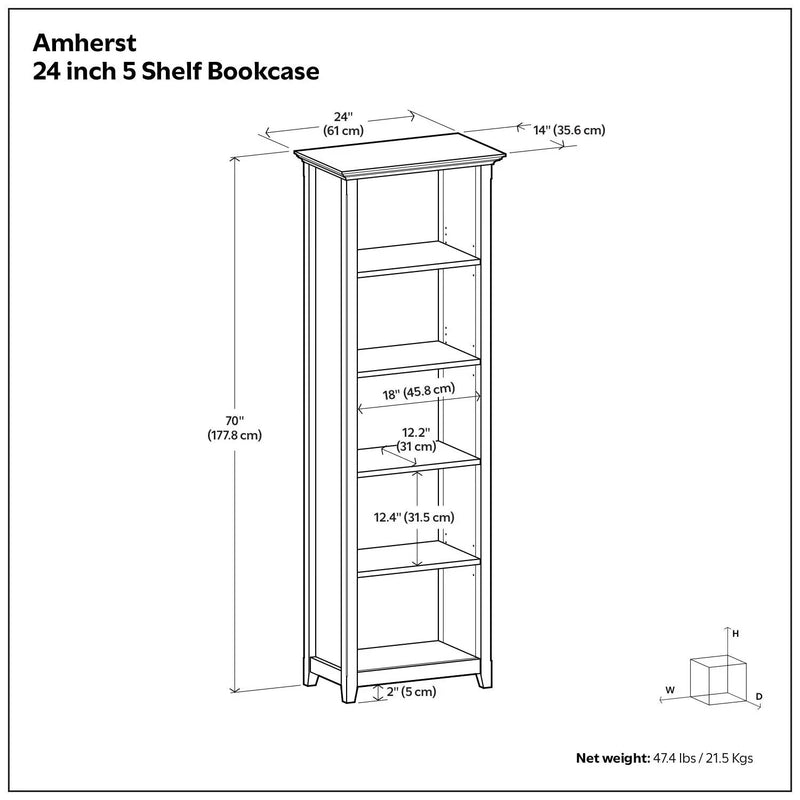 Amherst - 5 Shelf Bookcase, Handcrafted by HouseOfZazla