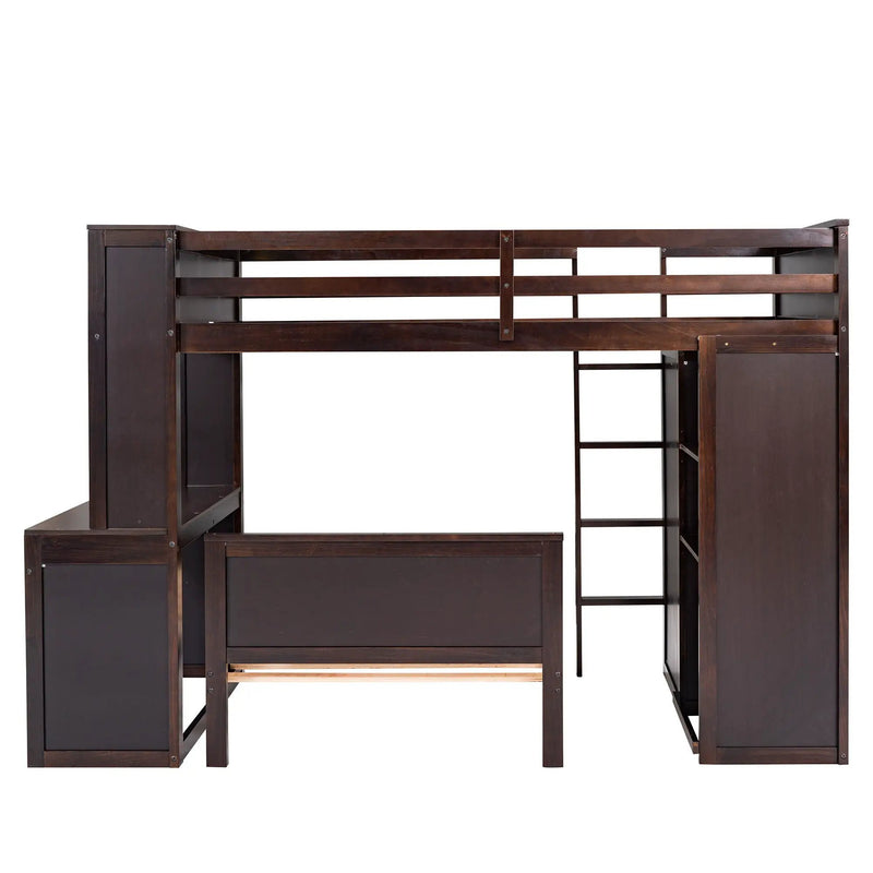 Loft Bed With A Stand Alone Bed, Shelves, Desk, And Wardrobe by HouseOfZazla