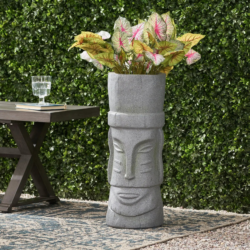 Classic Flower Planter With Magnesium Oxide Material - Stone Gray by HouseOfZazla