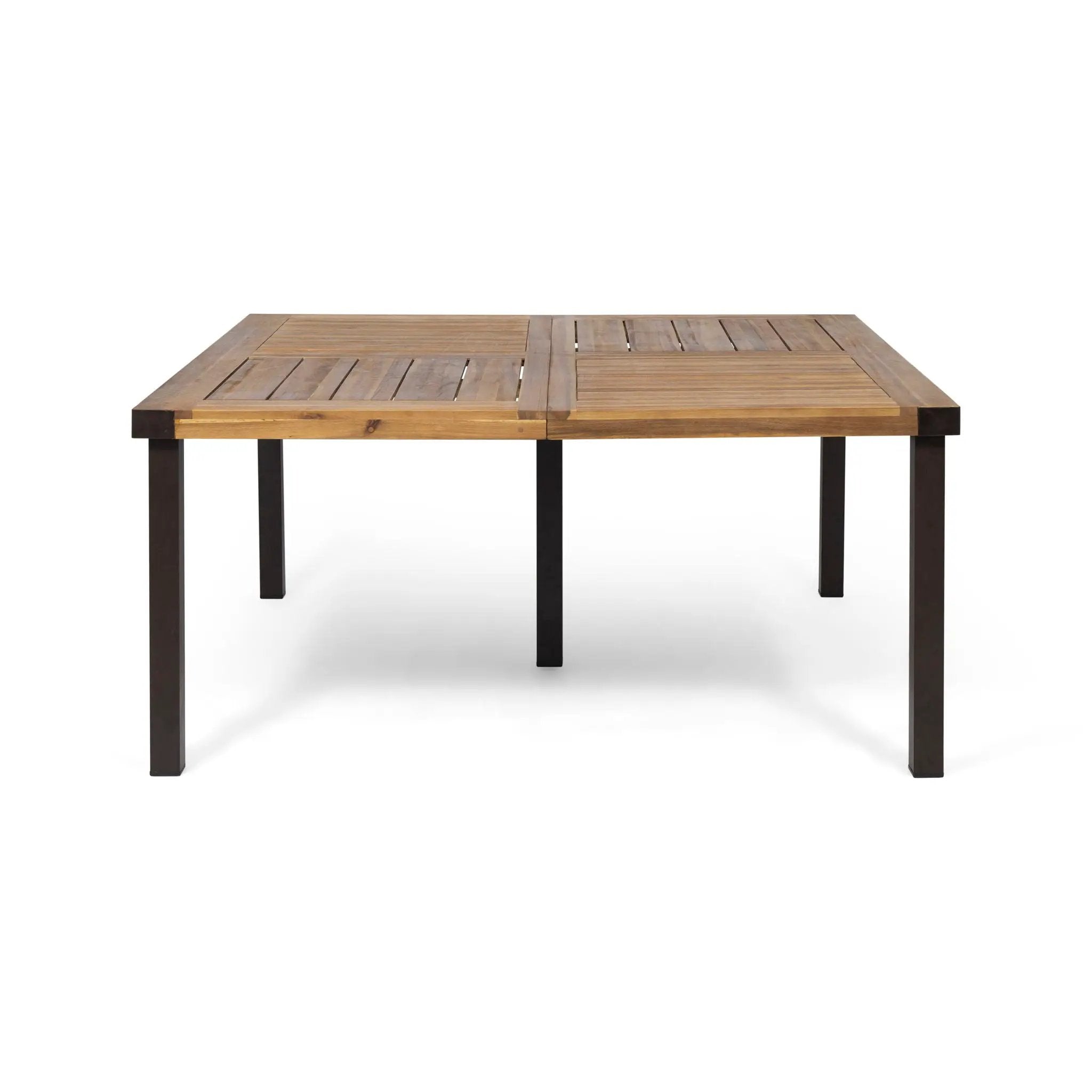 Lankershim Modern Industrial Dining Table With Acacia Wood Slat Design - Teak by HouseOfZazla